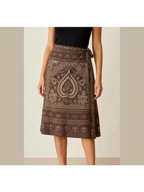 BCBG Maxazria Woman Wrap Skirt SZ M  Brown golden Mint!!!